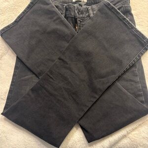 Frame Denim Charcoal/Black womens cropped bootcut jeans.